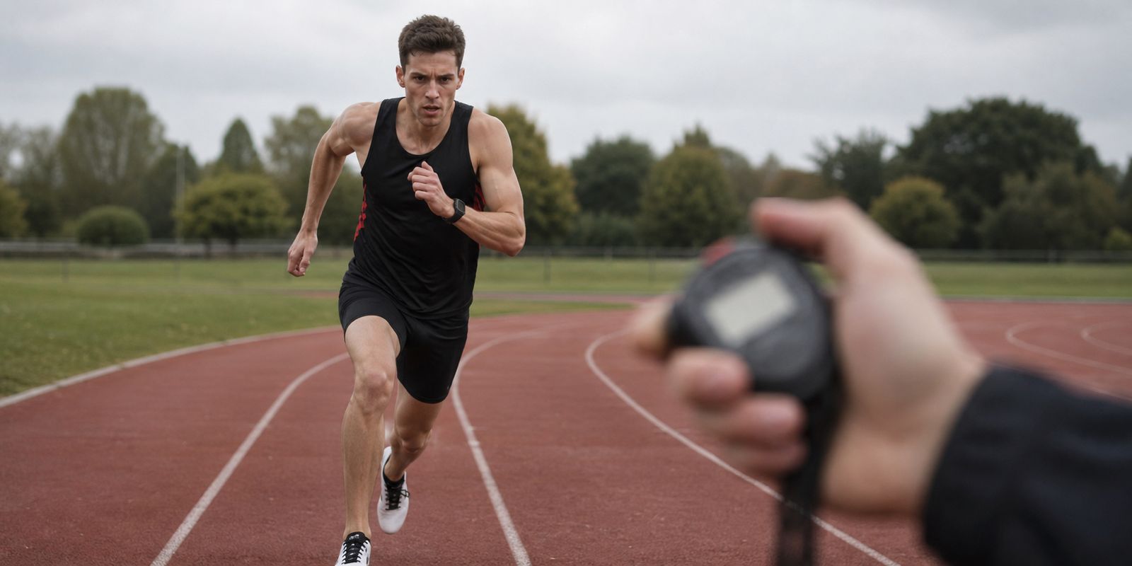Athlete completing a timed track interval
