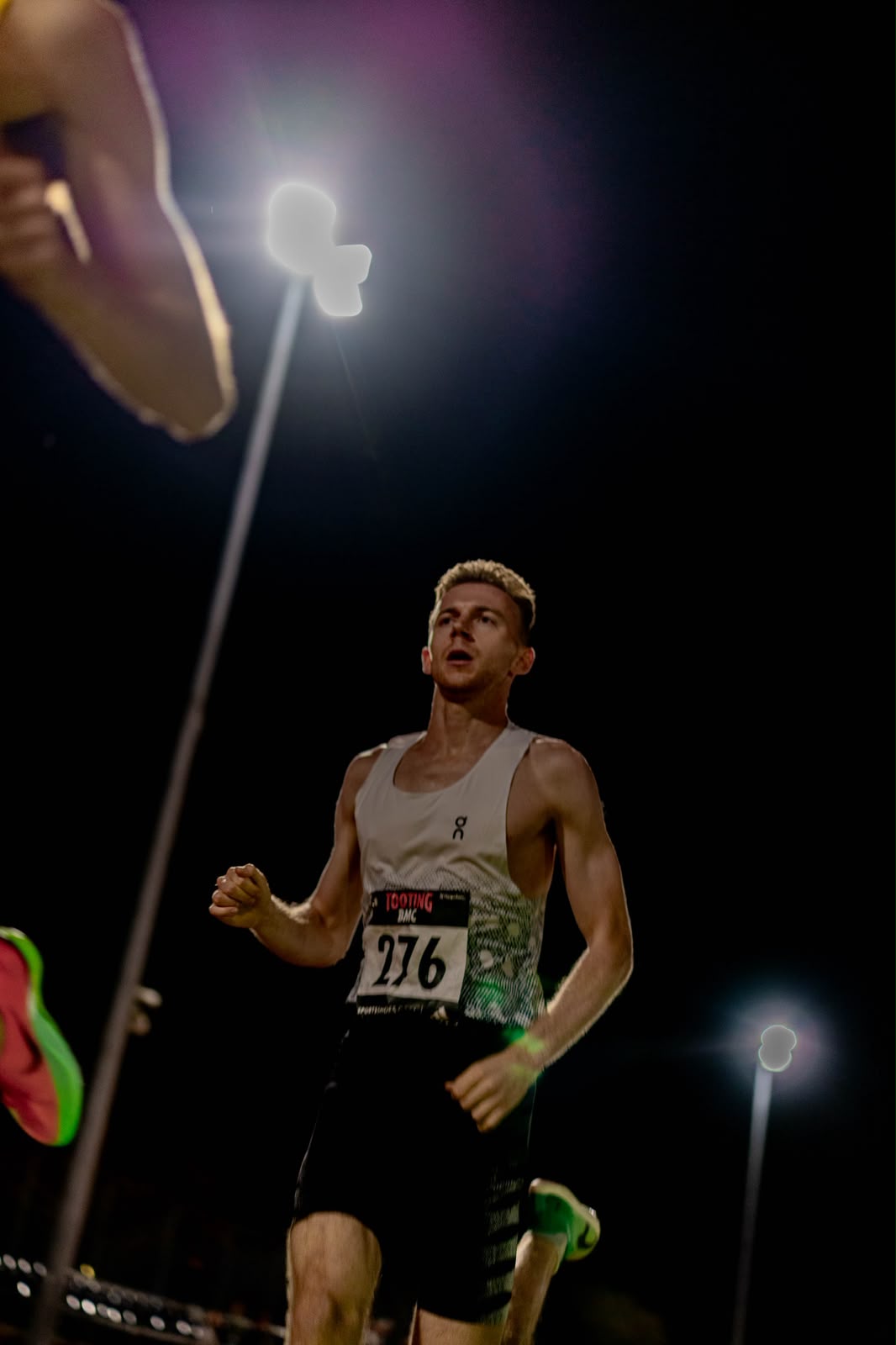 Jack racing 300 metres under stadium lights